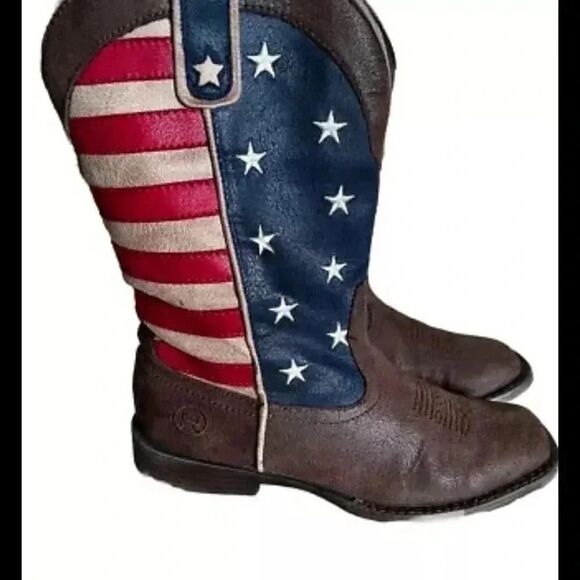 ROPER Big Kids’ American Patriot  Square Toe Boots Faux Leather Size 3 - Picture 2 of 7